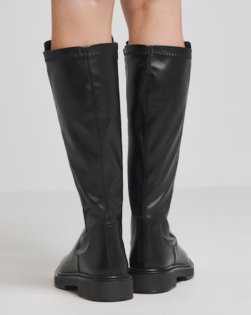 Perry Stretch Back Flat Knee High Boots Extra Wide EEE Fit Curvy Plus Calf