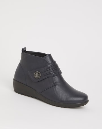 Cushion Walk Touch & Close Ankle Boot with Button Detail Wide E Fit