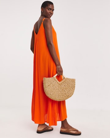 Pleated Front Pinafore Maxi Dress