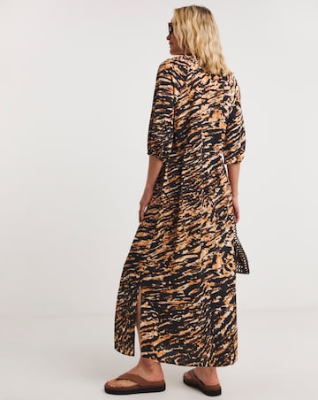 Printed Textured Fabric Kaftan Dress