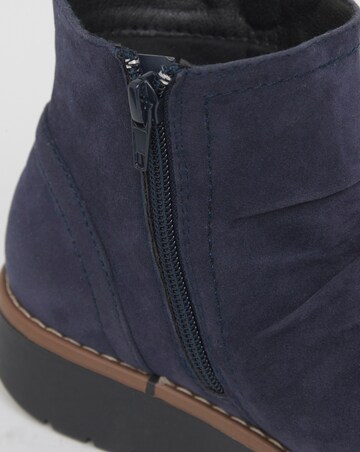 Heavenly Soles Roisin Low Wedge Ruched Boots With Zip - Extra Wide Fit (EEE)