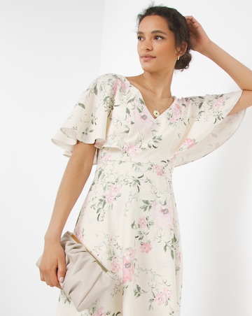 Joanna Hope Floral Angel Sleeve Midi Dress