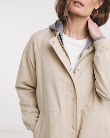 Pure Cotton Stone Longline Bomber Jacket