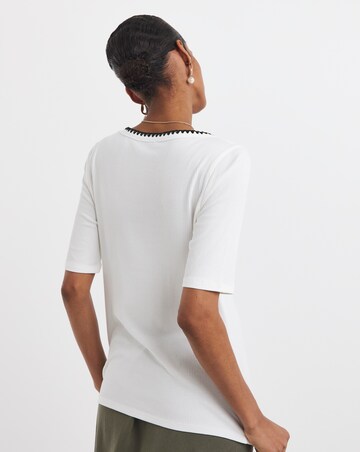 Cream Scoop Neck Contrast Stitch Top