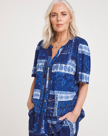Julipa Lace Trim Button Down Blouse