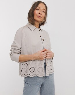 Pure Cotton Stone Broderie Jacket