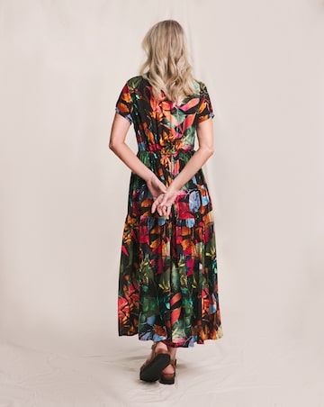 Julipa Textured Crinkle Button Shoulder Tiered Dress