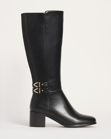 Cushion Walk Block Heel Knee High Boot Wide E Fit Standard Calf