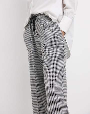 Houndstooth Stretch Ponte Pull On Wide Leg Trouser