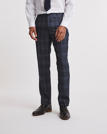 Large Navy Check Reg Fit Suit Trouser