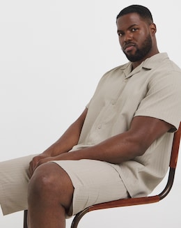 Jack &amp; Jones Textured Shirt &amp; Short Set - Natural