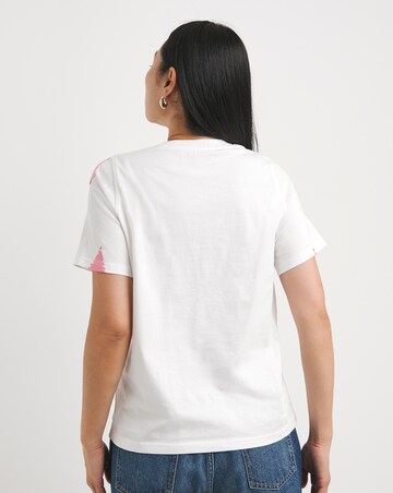 White Crew Neck Embroidered Christmas Tree T-shirt