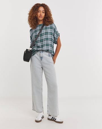 Check Boxy Short Sleeve Top