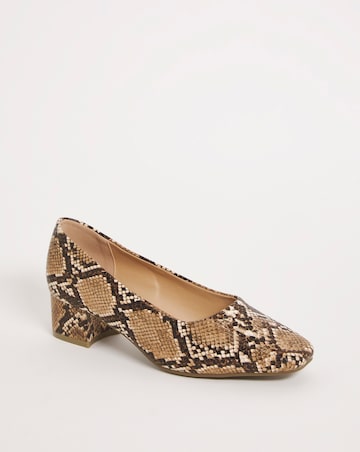Flexi Sole Block Heel Court Shoe - Extra Wide Fit (EEE)