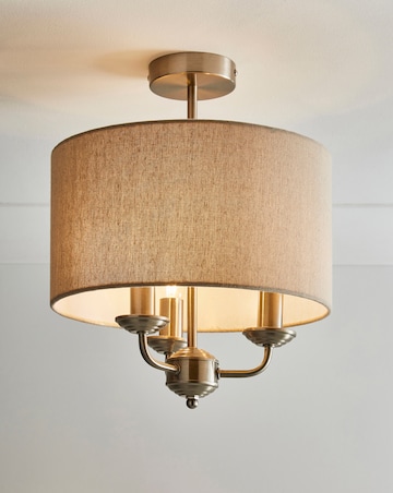 Fulford Brushed Silver & Linen Ceiling Light