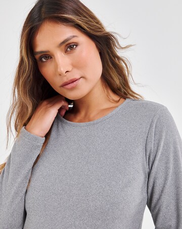 Pretty Secrets Thermal Brushed Fleece Long Sleeve Top - Grey