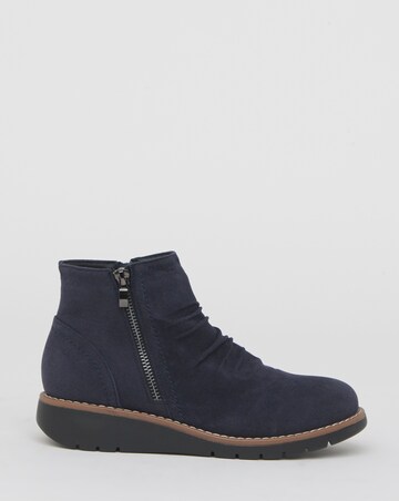 Heavenly Soles Roisin Low Wedge Ruched Boots With Zip - Extra Wide Fit (EEE)