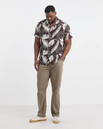 Leaf Print Revere Collar Shirt