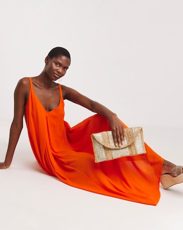 Pleated Front Pinafore Maxi Dress