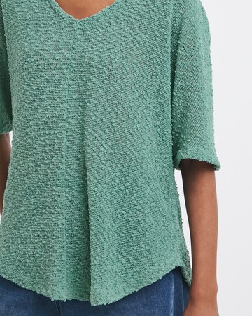 Popcorn Yarn V-neck Short Sleeve Top