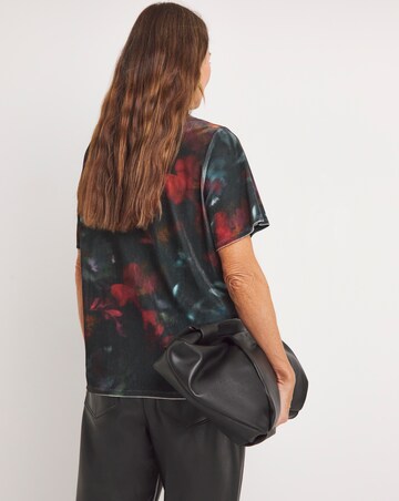 Floral Crew Neck Short Sleeve Velvet Top