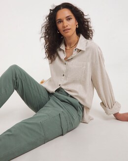 Khaki Stretch Utility Tapered Chino Trousers