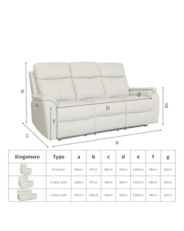 Aspire Kingsmere Leather Power Recliner 2 Seater