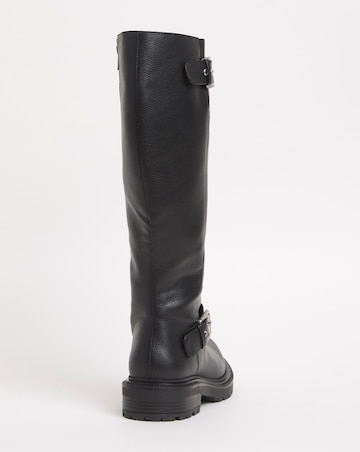 Eden Buckle Detail Knee High Boots - Wide Fit (E) & Curvy Calf
