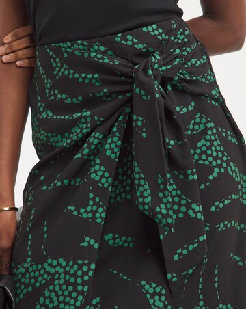 Green Printed Fixed Wrap Skirt