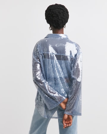 Sequin Relaxed Shirt - Blue