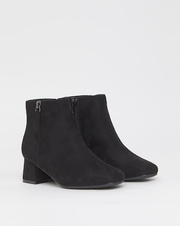 Francesca Low Block Heel Ankle Boots With Zip Detail - Extra Wide Fit (EEE)