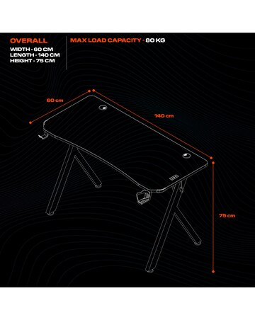 X Rocker Lumio XL Gaming Desk with 3 Sided App-Controlled LED Lighting