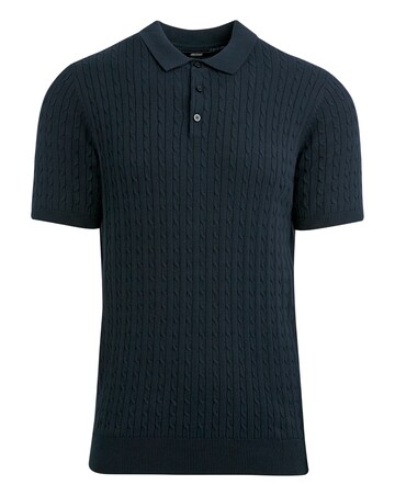 Dark Navy Cable Knitted Polo