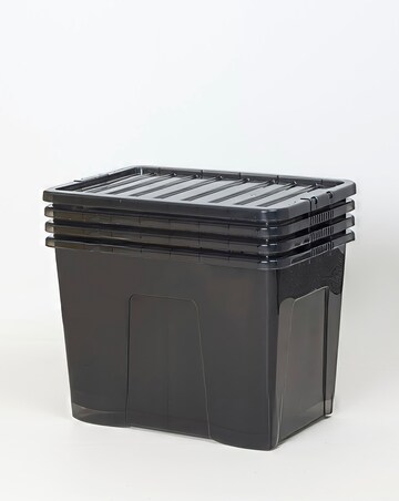 Wham Crystal Smoke Grey 80L Box and Lid 4PK