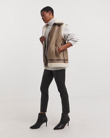 Tan Faux Shearling Aviator Gilet