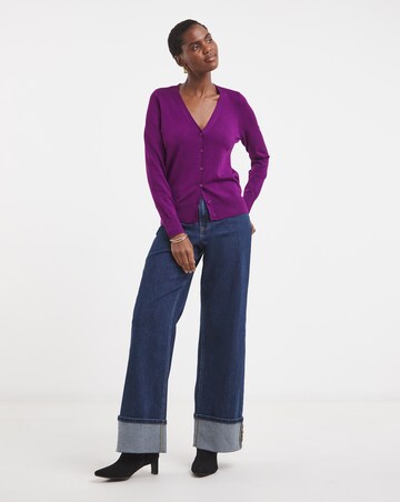 Purple V Neck Cardigan