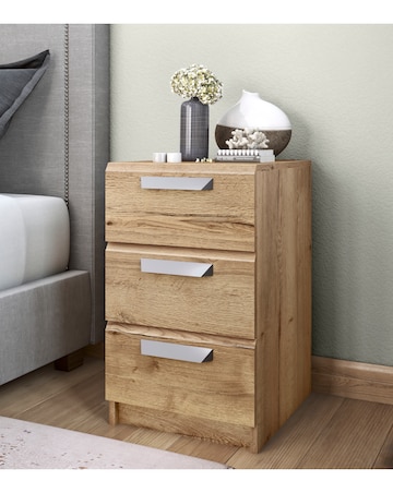Lugo Assembled 4 Piece Bedroom Package (2xBedside, Wide Chest, 3 Door Wardrobe)