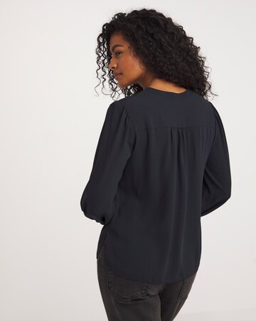 Placket Front Pocket Blouse