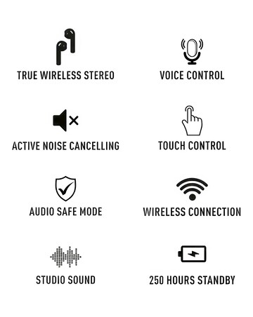 Reflex Active Black Noise Cancelling Bluetooth Earbuds