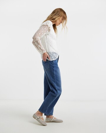 White Lace High Neck Long Sleeve Top