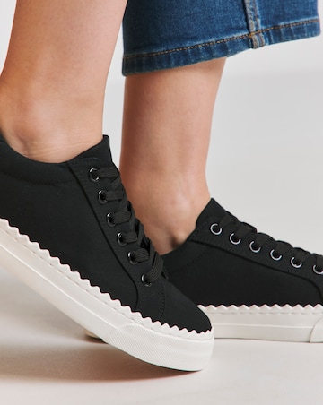 Janey Scalloped Edge Lace Up Trainer Wide E Fit