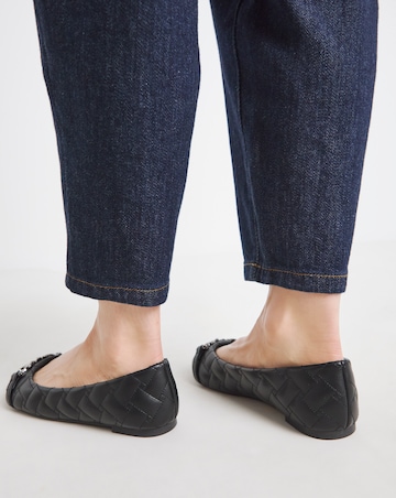 Ari Quilted Ballerinas With Trim - Extra Wide Fit (EEE)