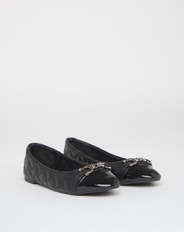 Ari Quilted Ballerinas With Trim - Extra Wide Fit (EEE)