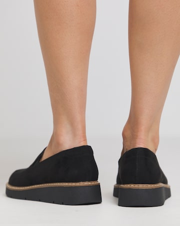 Heavenly Soles Rylee Low Wedge Slipper Cut Plain Loafer Extra Wide EEE Fit