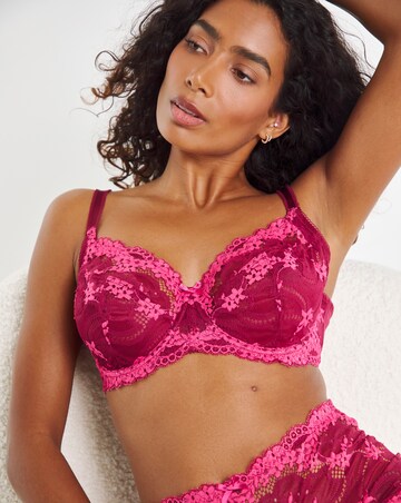 Pretty Secrets (2 Pack) Grace Lace Full Cup Bras (B-DD) Raspberry/Navy