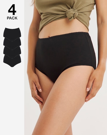 Pretty Secrets (4 Pack) Cotton Full Fit Knickers Black