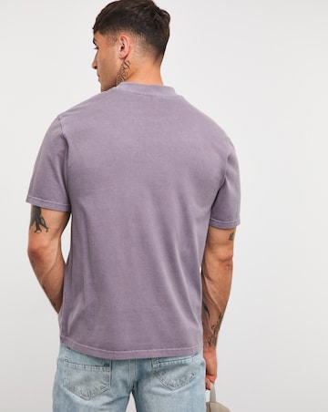 Relaxed Fit Acid Wash T-Shirt- Mauve