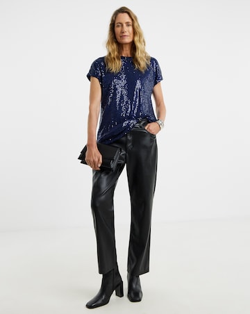 Sequin Longline Curved Hem Top