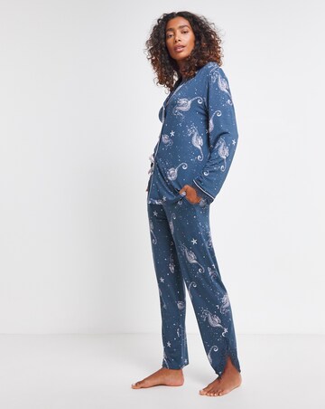 Viscose and Lace Button Through Pyjama Set