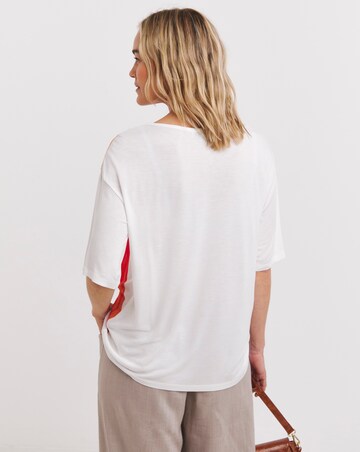 Floral Woven Front Jersey Back T-Shirt